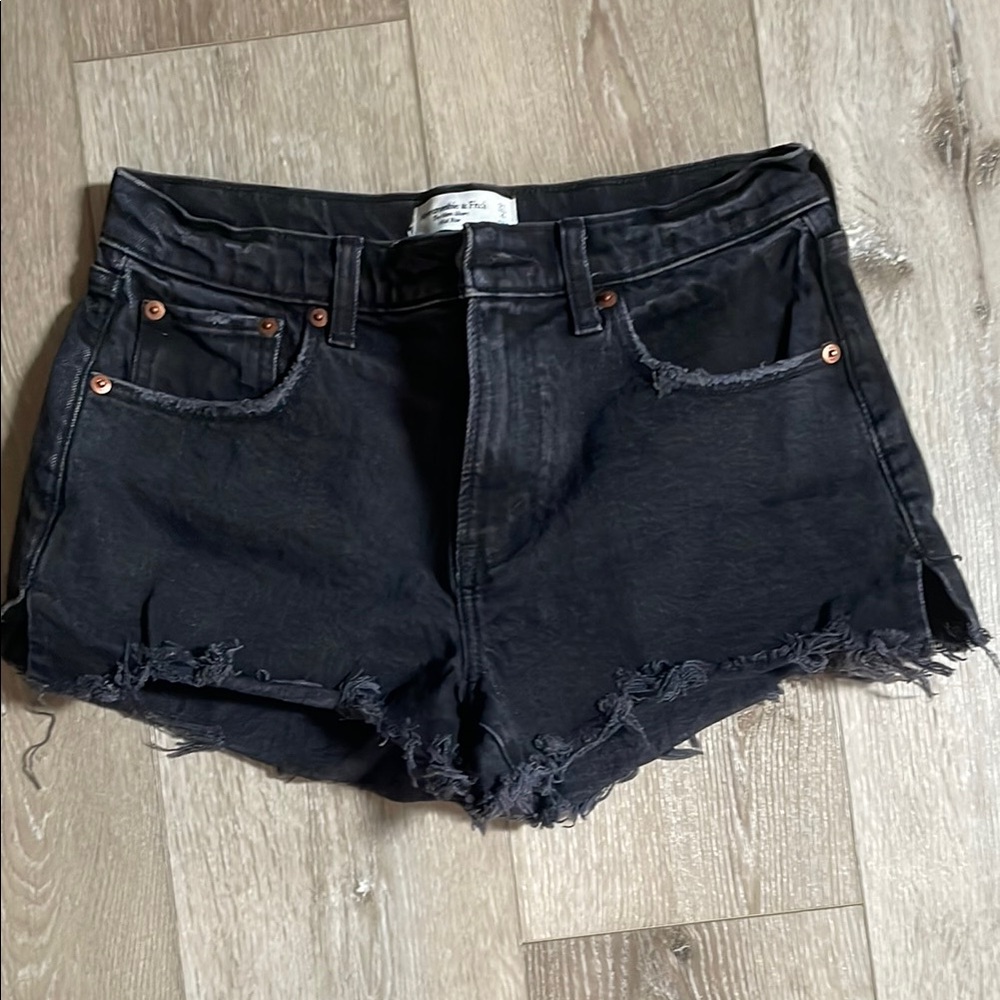 Abercrombie & Fitch Black Frayed Jean Shorts